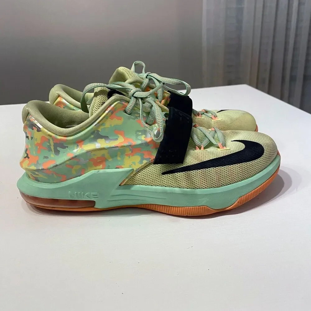 Nike KD 7 Easter Green Youth Lace‎ Up Low Top Camouflage Sneakers US Size 5.5Y